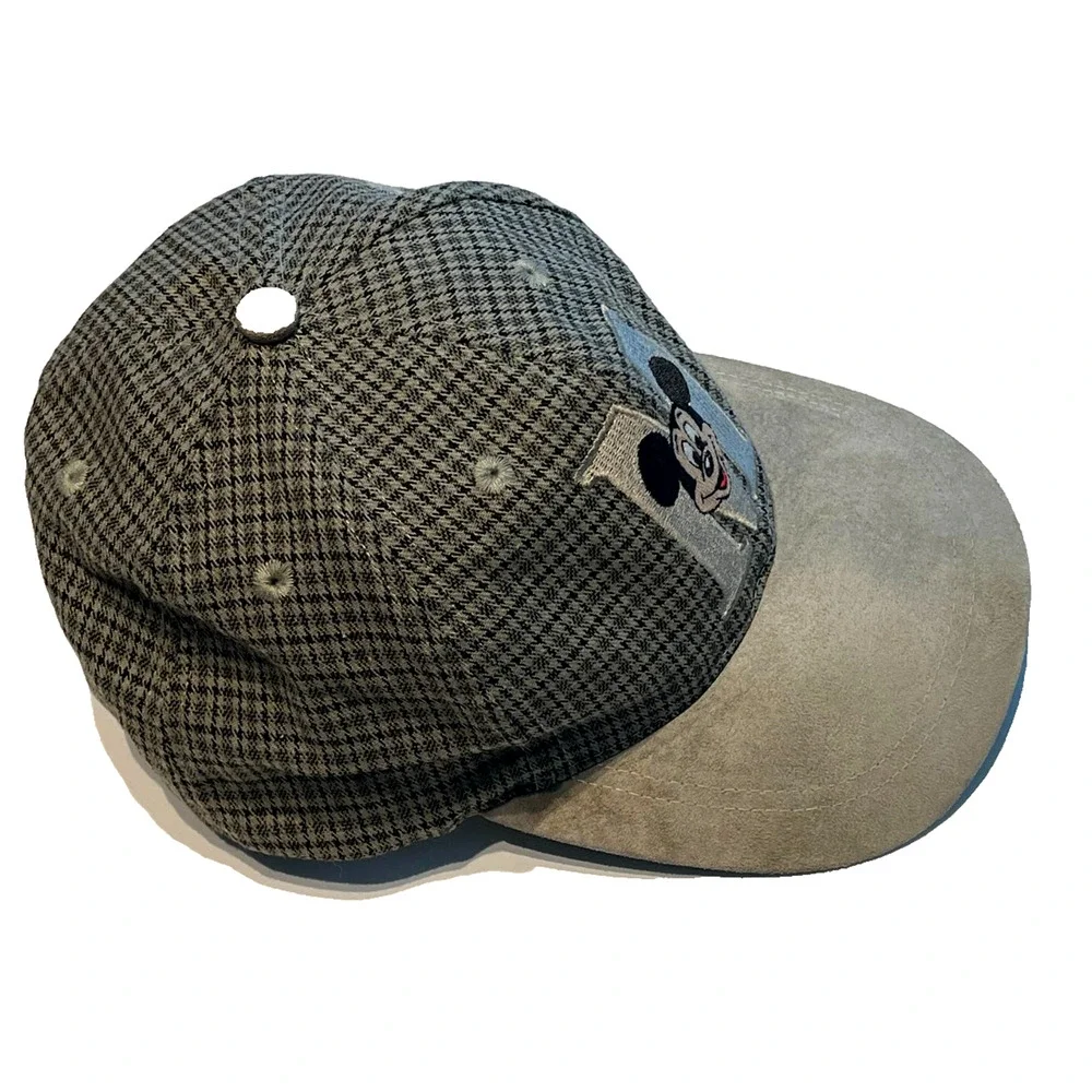 Vintage MICKEY MOUSE Plaid Snapback Hat ~ Disney Goofy's Hat Co Brown Suede Brim